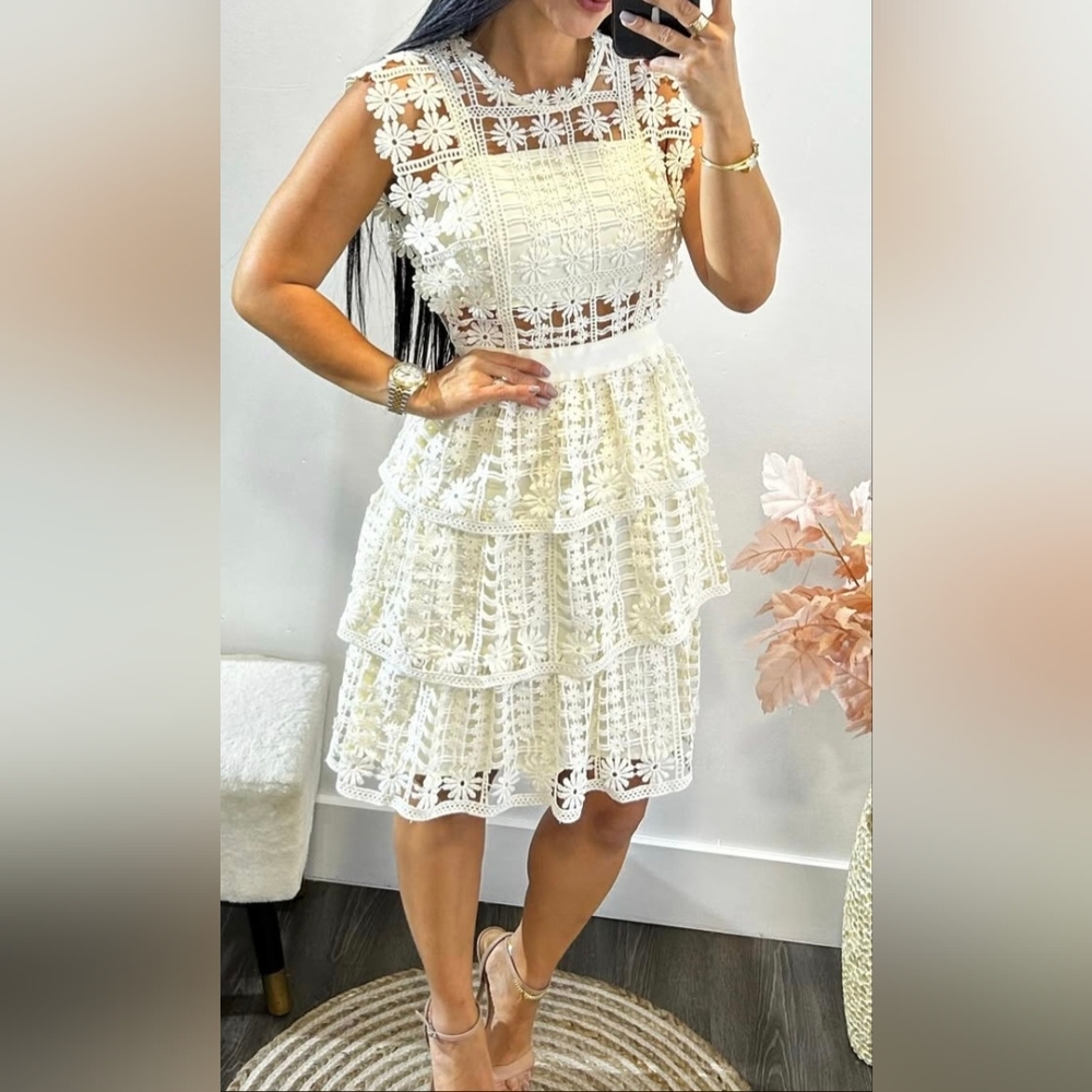 Elegant Cream Lace Dress
